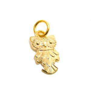 14K Fancy Owl Yellow Gold Pendant Charm